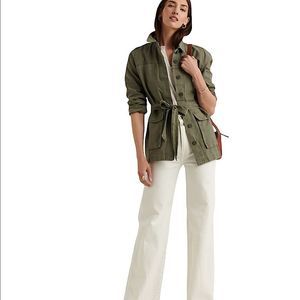 Lucky Brand Belted Workwear Utility Jacket Army Green